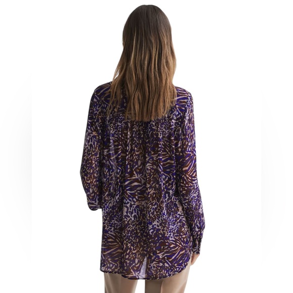 REISS ‘Tora’ Animal Print Necktie Blouse - Picture 5 of 15